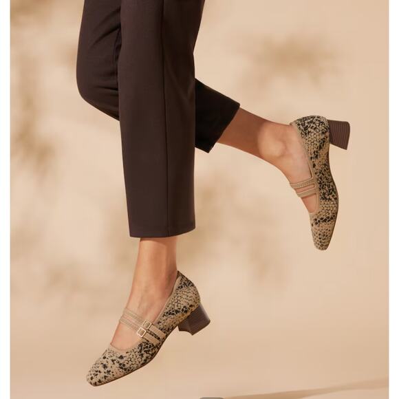 Vivaia Sz 39M Melody Pro Mary Jane Snake Print Excellent Square Toe - Picture 7 of 16